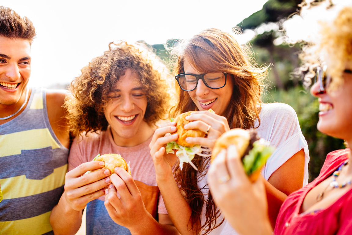 Friends Eating Burgers